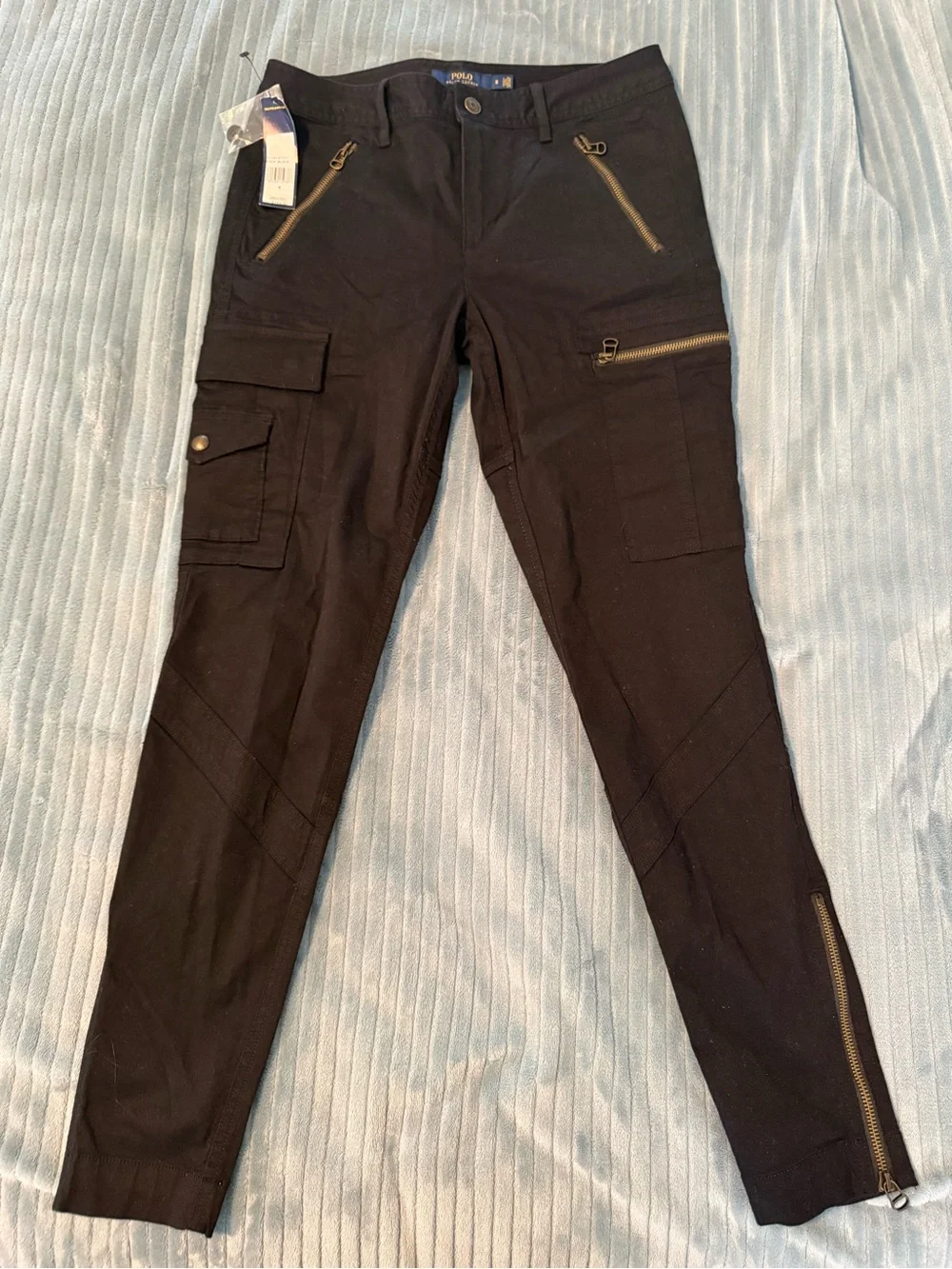 Ralph Lauren Black Men's Cargo Pants with Zip Accents